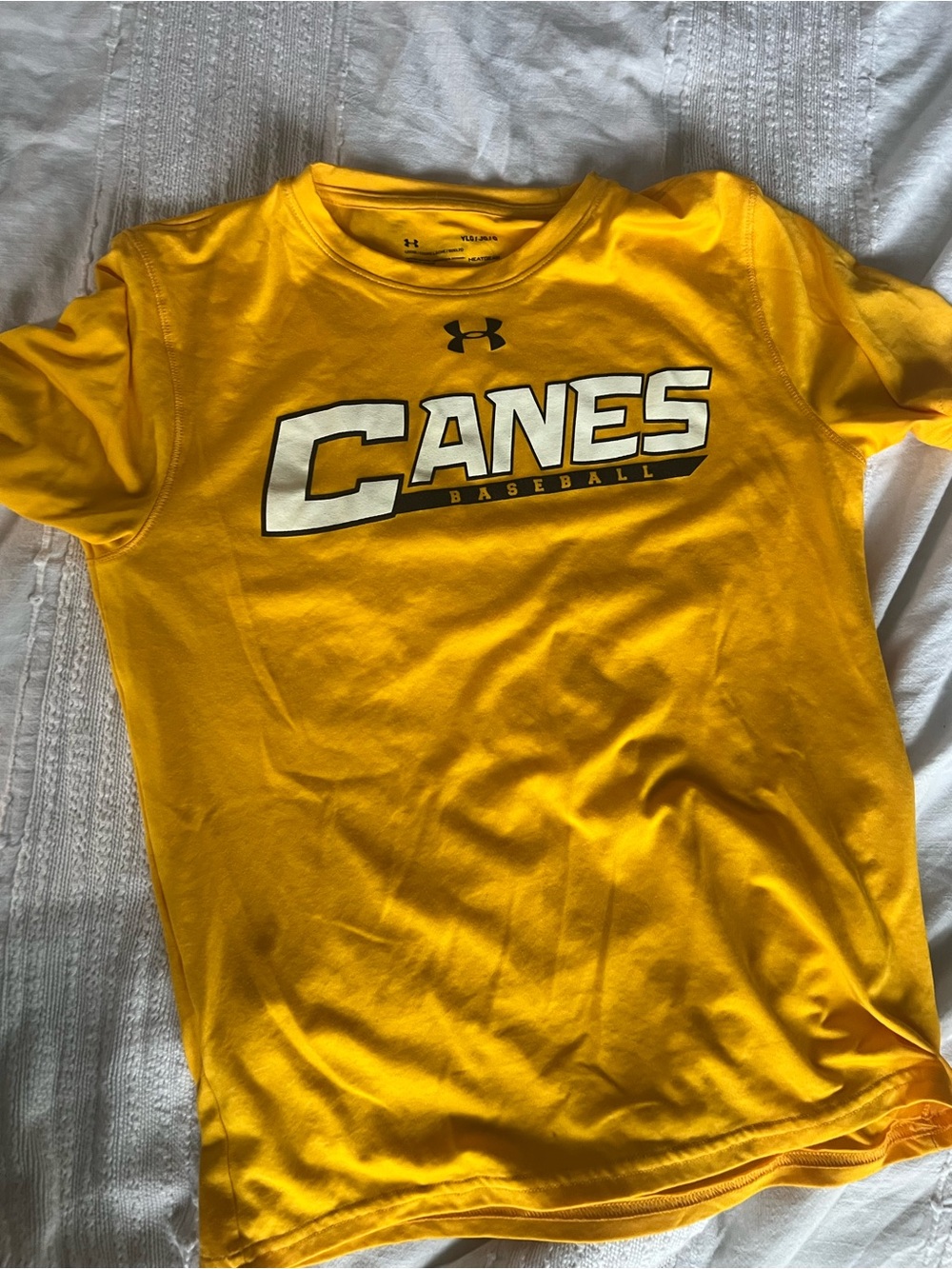 YL - Under Armour Canes Baseball Short-Sleeve Performance Tee - Gold